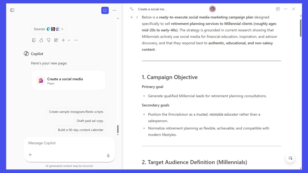 Copilot Pages: ecrã dividido que deixa editar enquanto conversa com o Copilot