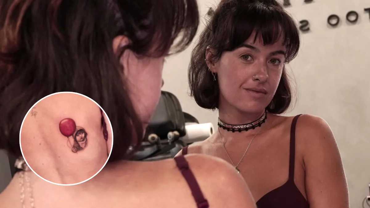 Mariana Pacheco: tatuagem mostra Amadeo a segurar um balão vermelho